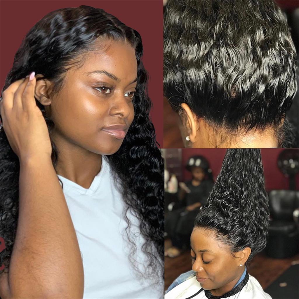 UNice Pre Plucked 360 Lace Frontal Closure Wet and Wavy 8A Brazilian Human  Hair