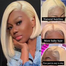 Load image into Gallery viewer, 613-Blonde-Bob-Wig-Transparent-Lace-Frontal-Wig-Short-Hair-Wig-For-Black-Women