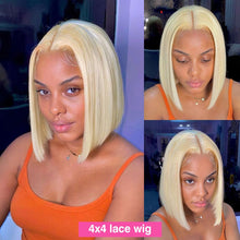 Load image into Gallery viewer, Blonde-4x4-Lace-Closure-Wig-613-Short-Bob-wig