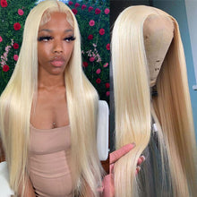 Load image into Gallery viewer, Blonde-lace-closure-wig-613-4x4-wigs-straight-hair-wigs-transparent-lace-wigs