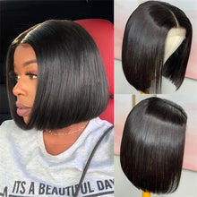 Load image into Gallery viewer, Bob-wig-Brazilian-straight-virgin-hair-4x4-lace-closure-wig-middle-part-lace-wigs