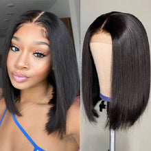 Load image into Gallery viewer, Bob-wig-Brazilian-straight-virgin-hair-lace-front-wig-middle-part-lace-wigs