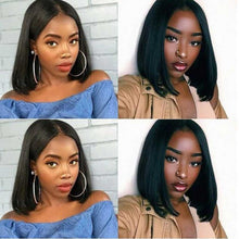 Load image into Gallery viewer, Bob-wig-brazilian-straight-lace-front-wig-short-hair-wigs-middle-part-frontal-wig