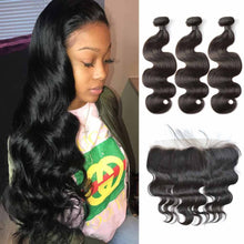 Load image into Gallery viewer, Brazilian-body-wave-bundles-with-frontal-deals-virgin-human-hair-no-tangle-no-shedding