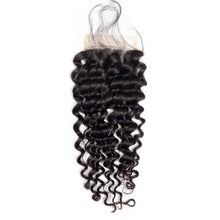 Load image into Gallery viewer, Brazilian-deep-wave-lace-closure-4x4-swiss-lace-hand-tied-virgin-human-hair