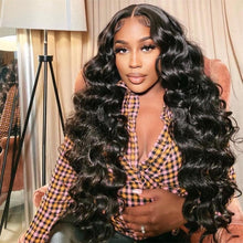 Load image into Gallery viewer, Brazilian-loose-wave-virgin-hair-bundles-with-4x4-lace-closure-deal-bouncy-curls-human-hair