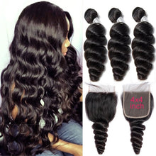 Load image into Gallery viewer, Brazilian-loose-wave-virgin-hair-bundles-with-cheap-human-hair-4x4-lace-closure-deal-best-hair