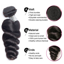 Load image into Gallery viewer, Brazilian-loose-wave-virgin-hair-one-bundle-double-machine-weft-bouncy-100%-human-hair-weaves-for-black-women