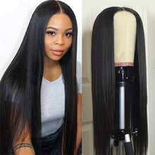 Load image into Gallery viewer, Brazilian-straight-13x6-lace-front-wig-preplucked-virgin-human-hair-wigs