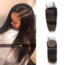 Load image into Gallery viewer, Brazilian-straight-lace-closure-piece-4x4-swiss-lace-free-part-closure-with-baby-hair