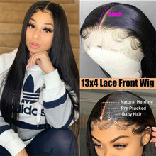 Load image into Gallery viewer, Brazilian-straight-virgin-hair-13x4-lace-front-wig-preplucked-human-hair-wigs