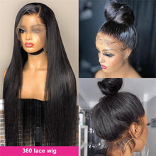 Load image into Gallery viewer, Brazilian-straight-virgin-hair-360-wig-preplucked-lace-frontal-wigs-bun-slay