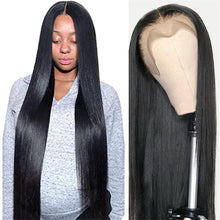 Load image into Gallery viewer, Brazilian-straight-virgin-hair-lace-front-wig-preplucked-13x4-virgin-human-hair-wigs-for-black-women