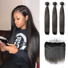 Load image into Gallery viewer, Brazilian-straight-virgin-human-hair-bundles-with-frontal-unprocessed-human-hair-weaves-with-lace-frontal