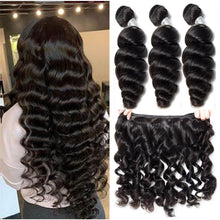 Load image into Gallery viewer, Brazilian-virgin-hair-loose-wave-hair-3-bundles-deal-100%-human-hair-full-hair-bouncy-curls