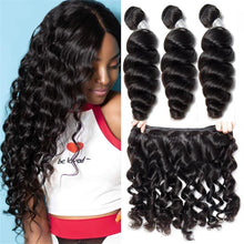 Load image into Gallery viewer, Brazilian-virgin-hair-loose-wave-hair-3-bundles-deal-100%-human-hair-no-tangle-no-shedding-hair-weaves