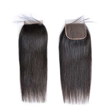 Load image into Gallery viewer, Brazilian-virgin-hair-straight-lace-closure-4x4-free-part-hand-tied-closure