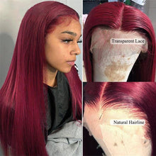 Load image into Gallery viewer, Burgundy-99J-straight-13x4-lace-frontal-wig-custom-wig-transparent-lace-best-human-hair-wigs