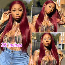 Load image into Gallery viewer, Burgundy-99J-straight-lace-frontal-wig-custom-wig-human-hair-wigs-for-black-women