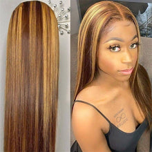 Load image into Gallery viewer, Highlight-Straight-Lace-Front-Human-Hair-Wigs-4x4-Lace-Closure-Wigs-Custom-Wig