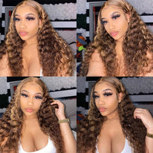 Load image into Gallery viewer, Highlight-Wig-Deep-Wave-13x4-Lace-Front-Wig-Honey-Blonde-Transparent-Frontal-Wig