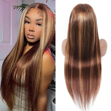 Load image into Gallery viewer, Highlight-lace-front-wig-ombre-hair-wig-ombre-brown-4-27-frontal-wig