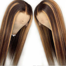 Load image into Gallery viewer, Highlight-straight-lace-front-wig-honey-brown-frontal-wig