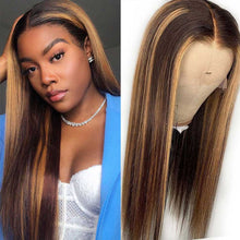 Load image into Gallery viewer, Highlight-straight-lace-front-wig-ombre-hair-4-27-frontal-wig