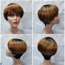 Load image into Gallery viewer, Pixie-Cut-Wig-Short-Bob-Wig-With-Bangs-Full-Machine-No-Lace-Wigs-Ombre-Brown-Wig-1B-30