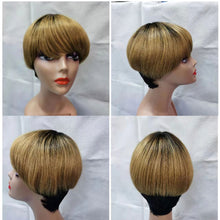 Load image into Gallery viewer, Pixie-Cut-Wig-Short-Bob-Wig-With-Bangs-Full-Machine-No-Lace-Wigs-Ombre-Honey-Blonde-Wig-1B-27