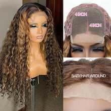 Load image into Gallery viewer, Transparent-Lace-Closure-Wig-Highlight-Deep-Wave-Wigs-4x4-Lace-Closure-Wig