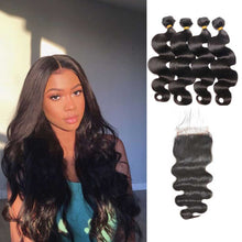 Load image into Gallery viewer, ULit-Brazilian-body-wave-virgin-hair-4-bundles-with-4x4-lace-closure-deal-cheap-human-hair-products