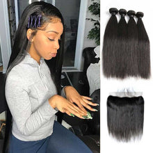 Load image into Gallery viewer, ULit-Brazilian-straight-virgin-hair-4-bundles-with-lace-frontal-deal-cheap-human-hair-on-sale