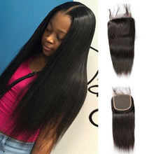 Load image into Gallery viewer, ULit-Brazilian-straight-virgin-hair-lace-closure-piece-4x4-swiss-lace-free-part-closure-with-baby-hair