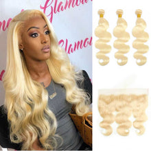 Load image into Gallery viewer, blonde-613-human-hair-brazilian-body-wave-bundles-with-lace-frontal-deal