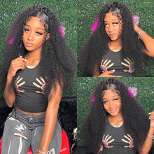 Load image into Gallery viewer,    brazilian-kinky-curly-lace-front-wig-glueless-transparent-frontal-wig-for-black-women